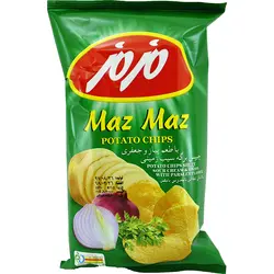 چیپس برگه سیب زمینی با طعم پیاز جعفری مزمز 60 گرمی