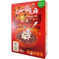چی فلکس قرمز جعبه ای (چی پف) ذرت توپی مجلسی غلات صبحانه با روکش کاکائویی حاوی کلیسم چی توز 375 گرمی