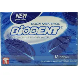 آدامس نسل جدید مینی استیک بدون شکر با طعم اکامنتول (اکالیپتوس نعنا) بایودنت 12 عددی