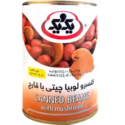 کنسرو خوراک لوبیا چیتی با قارچ یک و یک 430 گرمی