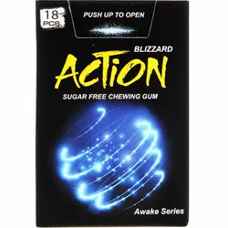 آدامس بدون شکر حاوی کافئین با طعم BLIZZARD اکالیپتوس اکشن 18 عددی