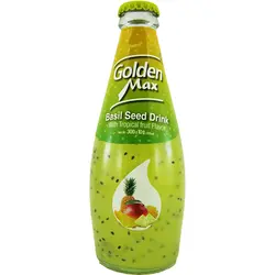نوشیدنی تخم شربتی با طعم استوایی (بدون گاز) Golden Max گلدن مکس 300 میلی لیتری