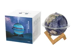 دستگاه بخور سرد و چراغ خواب سیاره زمین و متری پایه چوبی دار حجم 330میل Galaxy Humidifier