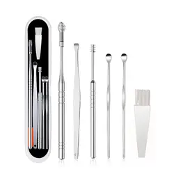 ست ابزار گوش پاک کن استیل 6 عددی اورجینال وارداتی ( گوش پاک کن دائمی )