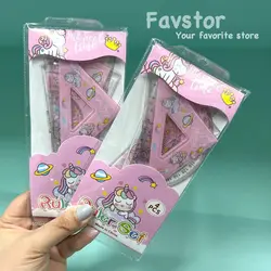 ست 4 تکه خط‌کش، گونیا، نقاله kadishidai طرح یونیکورن