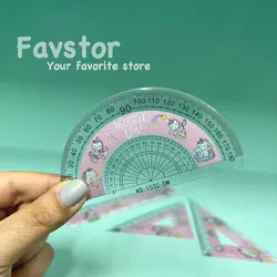 ست 4 تکه خط‌کش، گونیا، نقاله kadishidai طرح یونیکورن