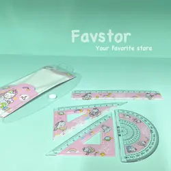 ست 4 تکه خط‌کش، گونیا، نقاله kadishidai طرح یونیکورن