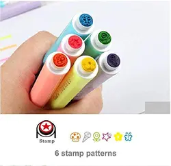 ست ۶ عددی هایلایتر مهردار Qesfun طرح مداد کد TF-116