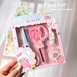 ست قیچی و کاتر و ابزار کاردستی طرح خرگوش و هلو Oulo کد OL20-8459