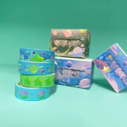 ست ۴ عددی چسب واشی planet rabbit طرح گلکسی  کد‌ 636