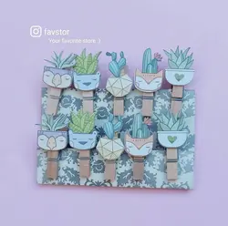 گیره چوبی طرح کاکتوس