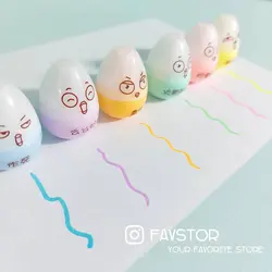 ست 6 عددی مینی هایلایتر تخم مرغی طرح ایموجی