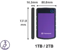 هارد اکسترنال Transcend StoreJet 25H3 ظرفیت 2 ترابایت بنفش