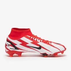 کفش فوتبال نایک مرکوریال سوپرفلای 8 آکادمی FG CR7 (قرمز.نقره ای) – سفارشی از اروپا