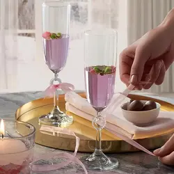 لیوان گیلاس خوری پایه بلند ترک پاشاباغچه 2 عددی مدل آمور pasabahce amore