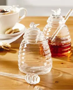 ظرف عسل خوری پیرکس قاشق دار