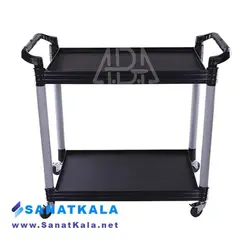 ترولی پذیرایی پلاستیکی 2 طبقه مشکی مدل AB-190