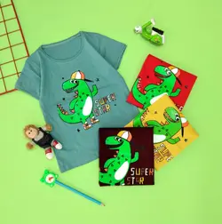 تیشرت پسرانه طرح دایناسور 12050