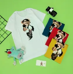 تیشرت تک آستین کوتاه پسرانه طرح خرسی 12082