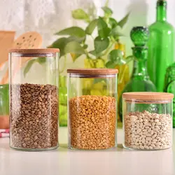 جا حبوبات بلور درب چوبی