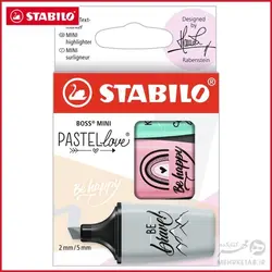 هایلایتر پاستلی باس مینی استابیلو بسته سه عددی طرح لاو STABILO love pastel mini boss highlighter set of 3