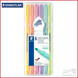 هایلایتر قلمی استدلر طیف رنگهای پاستلی بسته شش عددی Staedtler triplus textsurfer Pastel Highlighter set of 6