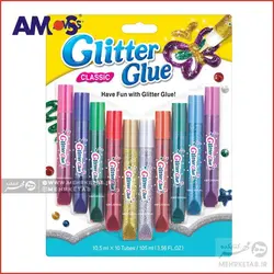 چسب اکلیلی ۱۰ رنگ آموس Amos Glitter Glue 10 Colors