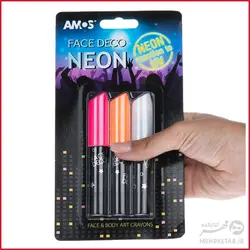پاستل گریم صورت آموس مدل Face Deco Neon بسته 3 رنگ