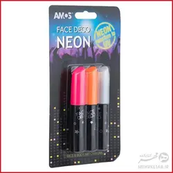 پاستل گریم صورت آموس مدل Face Deco Neon بسته 3 رنگ