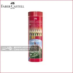 مداد رنگی  استوانه ای جعبه فلزی 36 رنگ  فابر کاستل faber castell  36 colours colour pencils