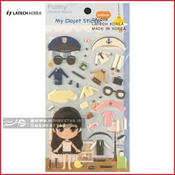 استیکر لاتک طرح ست لباس آبی برجسته   Latech Sticker
