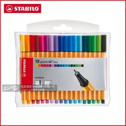 روان نویس نوک نمدی 18 رنگ مینی استابیلو  Stabilo® Point 88 mini Color Parade Pen Set of 18