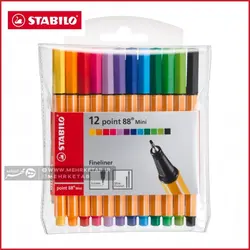 روان نویس نوک نمدی 12 رنگ مینی استابیلو  Stabilo® Point 88 mini Color Parade Pen Set of 12