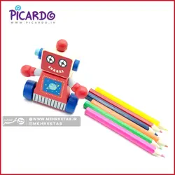 مداد رنگی 6 رنگ پیکاردو با جامدادی فضانورد رو میزی picardo Coloured pencils with case