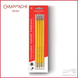 بسته چهار عددی مداد پاک کن دار کرن داش caran d'ache Set pack containing 4 HB pencils with eraser
