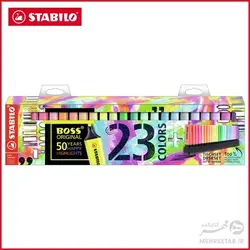 هایلایتر باس استابیلو بسته بیست و سه عددی STABILO BOSS Original Highlighter Set, 50th Anniversary Desk Set, 23-Colors, pastel & neon