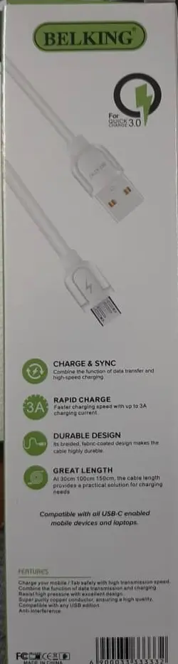 کابل میکرو شارژر و دیتا بلکینگ BK-CB35