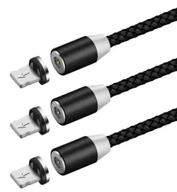 کابل شارژ کنفی مگنتی LED دار ۳ کاره آیفون اندروید Type-C طول ۱ متر