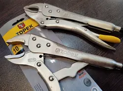 انبر قفلی 10 اینچ فک فولادی تاپکس تایوان دسته فایبر طرح امریکایی