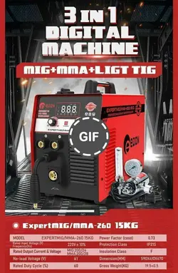 اینورتر 3 کاره 260 آمپر قرقره بزرگ ادون مدل ExpertMIG/MMA-260