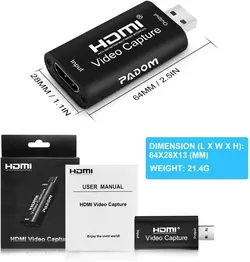 کارت کپچر Padom HDMI Capture Card USB 2.0 Audio Video Capture Converter
