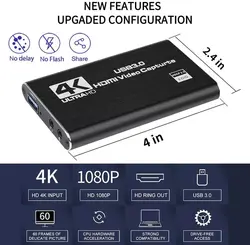 کارت کپچر USB3.0 Capture Cards 1080p60 fps 4K HDMI Game Video Card