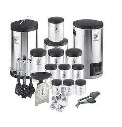 سرویس 23 پارچه آشپزخانه بهاز کالا طرح استیل درب مشکی