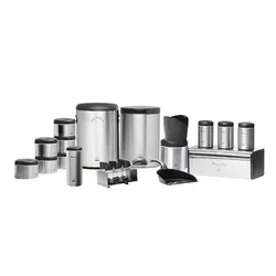 سرویس 23 پارچه آشپزخانه بهاز کالا طرح استیل درب مشکی