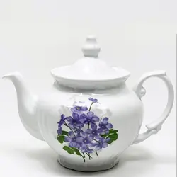 قوری چهار ترک چینی زرین ایران مدل یاس بنفش درجه یک