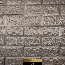 دیوارپوش فومی طرح آجری نقره ای - دکوری