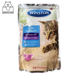 خرید پوچ گربه وینستون بره و بوقلمون در ژله 100 گرمی | دیجی فورپت