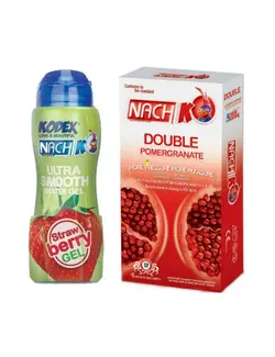 پک زناشویی میوه ای (کاندوم تنگ کننده انار کدکس + ژل روان کننده توت فرنگی کدکس)