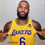 ست رکابی و شلوارک بسکتبال لیکرز زرد-لبران جیمز 6اريجينال-نایکی