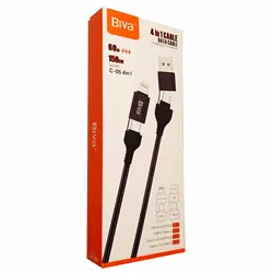 کابل فست شارژ کنفی بیوا (Biva) مدل C-05 4in1 طول 1.5 متر، 60 وات، ارسال رایگان